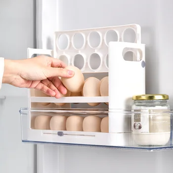 1 бр. Кутия за съхранение на яйца, Органайзер за хладилник, Съдове за хранителни продукти, Калъф за съхранение на яйца, стойка за тави, Диспенсер за кухненски принадлежности