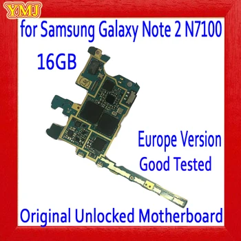 100% Оригинална Разблокированная дънна Платка Samsung Galaxy Note 2 N7100 16GB Mainboard С Пълни Чипове Изпитана Добра Работа Безплатна Доставка