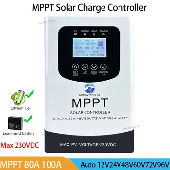 100A 80A MPPT Слънчев Контролер на Заряд на Макс 230 vdc Слънчева Фотоэлектрическая Акумулаторна Система Регулатор на Зареждане За Батерия 12V 24V 48V 60V 72V 96V
