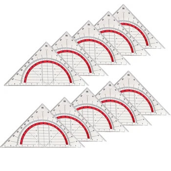 10шт Транспортир Геометрични Триъгълници Здрава Фигура Студентите Подробен Дизайн Touch Офис Дизайнер Математически Учебни пособия