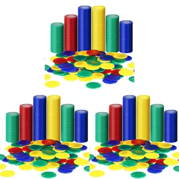 1200 бр. пластмасови чипове за покер, игрални чипа в 4 цвята, Преброяване карта за игри, Преброяване на чиповете за игра на бинго, 4