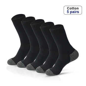 5 Двойки мъжки спортни баскетболни чорапи Performance Cushion Памук, компресия чорапи за разходки, колоездене, есенно-зимни спортове