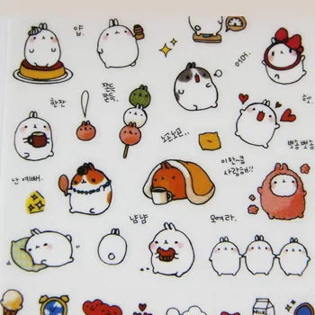 6 бр. /опаковане. Корейски декоративни стикери за домашни любимци Stupid Meng Супер Сладурско Rabbit Yuangun, стикери за дневник, Първа четвърт