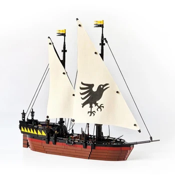 MOC Творчески Средновековен Яхта Модел на Лодка градивните елементи на Пиратски Кораб Строителни Тухли САМ на Играчки за Коледни Подаръци за Деца