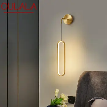 OULALA Модерен мед, с монтиран на стената лампа LED 3 цветове на Интериора Месинг Злато Стенни Осветление Модерен Декор къща Спалня