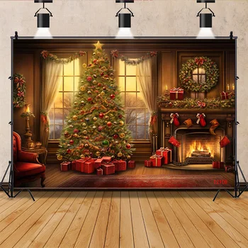 ZHISUXI Коледа Камина Снимки Декори Подарък Кутия Комини Снежинка Прозорец Вътрешен Студиен Фон WW-30