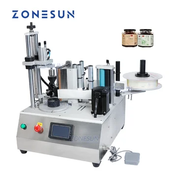 ZONESUN Полуавтоматична машина за поставяне на етикети на бутилките с многоъгълна шестоъгълник етикет за сладко със сос по поръчка, изработени по поръчка ZONESUN