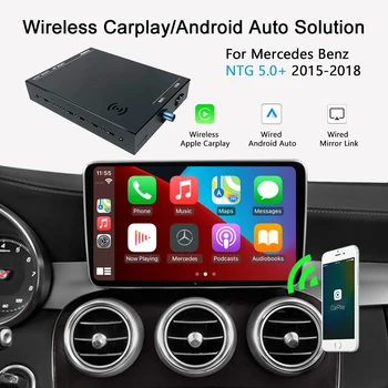 Актуализация Безжичен Кутии Декодер CarPlay Android Auto Mirror Линк за Mercedes Benz A B C V GLA GLC GLS CLA Class 2015-2018 NTG 5,0