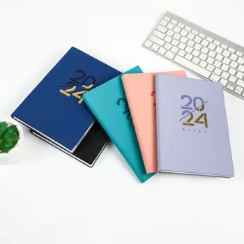 Английски Календар на 2024 година Испански От Мека Кожа Формат А5 Дневен План Годишен Календар Книга на Едро дневен ред planificadoras месечен планер