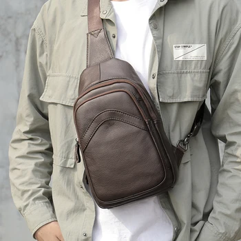 Ежедневни мъжки нагрудная чанта Newsbirds от естествена кожа, чанта през рамо с едно рамо, нагрудная чанта от мека волска кожа за мъжете, чанти Slinig