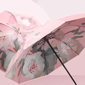 Жена чадър със защита от ултравиолетови лъчи, Ветрозащитный Китайски чадър, мини-плажен чадър от слънцето, луксозен Домашен дъждобран Paraguas Mini Plegable
