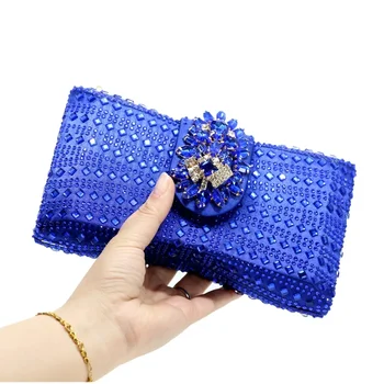 Женски празничен клатч, луксозни чанти, форма с лък, чанта кралския син цвят, вечерна чанта
