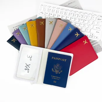 Защитен калъф за паспорт, удебелена пътна папка, притежател на паспорт от изкуствена кожа, на печата за авиационен пътни кейса, кожен държач за паспорт