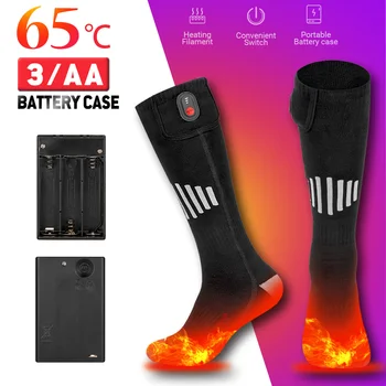 Зимни чорапи с топъл и батерии помещение Топли чорапи Мотоциклетни ботуши с топъл Чорапи за каране на моторни шейни Бутони за управление