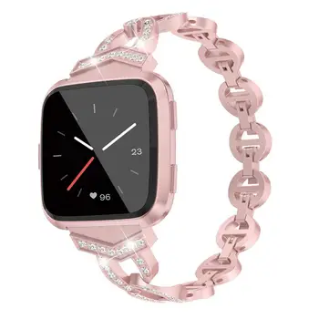 каишка за часовник Fitbit Versa 2 /Lite, луксозна Гривна С Брилянтен Бриллиантовым Дизайн, Неръждаема Стомана, За Ремъците Fitbit Versa