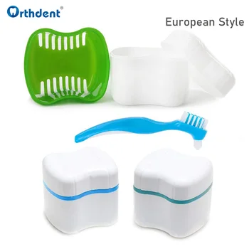 Калъф за ортодонтски фиксатор, органайзер за паста за баня, кутия с кошница за съхранение на зъбни протези, аксесоари за грижа за зъбите в европейски стил, стоматологични консумативи