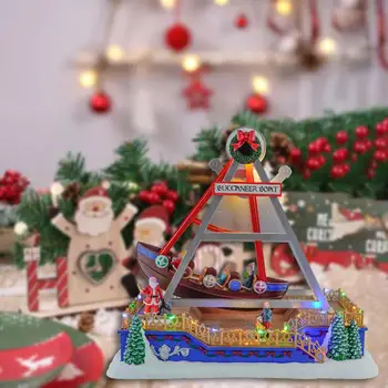 Коледен селски дисплей с led подсветка Сувенири за партита за Възрастни, Детски Празнични колекции Украшение Музикален Карнавал Pirate пътуване