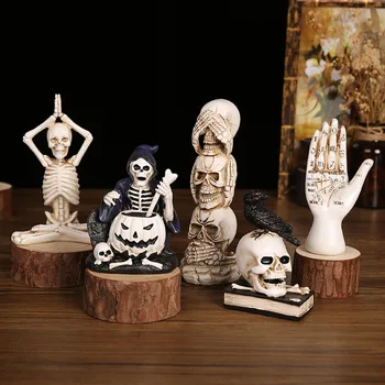 Креативен скелет за интериора на Хелоуин, декорации от смола, Фестивал на призраци, украса на портата за работния плот, празничен подарък за дома