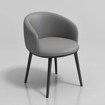 Лесен луксозен метален стол с мека облегалка-мешочком, модерен и лесен за домашно бюро, тераса, рецепция, офис, приемна, мляко, чай,