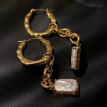 ЛОНДОН обеци, Обеци-на веригата за доставки ушни ключалката сладководни перли с неправилна форма френски романтични обеци