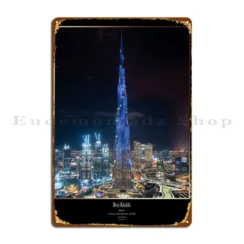 Метални табели с надпис Burj Khalifa, Dubai, плакат с печат на кръчма в кухнята, Лидице знак