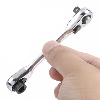 Мини 1/4 инча двустранен быстроразъемный гаечен ключ с механизма на палеца има течаща отвертка Съдържа 1 гаечен ключ с храповой дръжка за ръчни инструменти