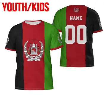 Младите хора и Децата Потребителското си име Номер Флаг на страната Афганистан 3D тениски Облекло Тениска Тениска за момчета и момичета Върховете Подарък за рожден ден, Размерът на САЩ