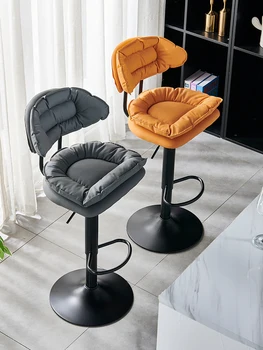 Модерен обикновен стол с въртяща се облегалка за касата на рецепцията, Поднимающий на гърба на дома на висок стол, Лесен луксозен бар стол