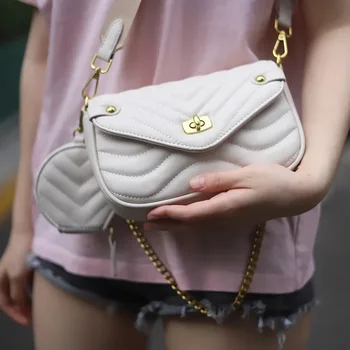 Модни чанти през рамо 2023, луксозна дизайнерска чанта за жени, 2 бр./компл., бродерия, верига, чанта-месинджър през рамо, Наплечная чанта