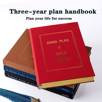 (Може да Изреже лого) Кожена Удебелена Книга Тригодишен План за Формат А5, Работна Тетрадка, Студентски Дневник, Бележки, Дневник