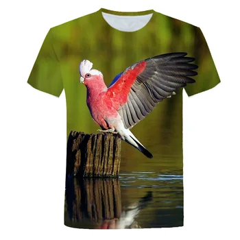 Мъжка тениска с принтом Папагал, риза в стил Хип-хоп, 3D-тениска с изображение на Птици и животни, на Хладно Градинска Мъжки и дамски Тениска Оверсайз, Всекидневни Топ