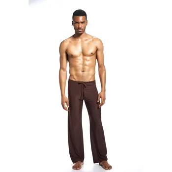Мъжки летни ежедневни памук спално бельо, Свободни панталони за йога с завязками Панталони с еластични джобове