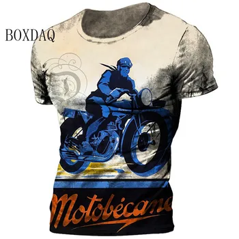 Мъжки Мотоциклетни Модни Тениски С Къс ръкав, 3D Принтом, Улични Тениски в стил Хип-Хоп, Мъжки Тениски, 6XL, Големи Размери, Летни Ежедневни Блузи За Мотоциклетисти