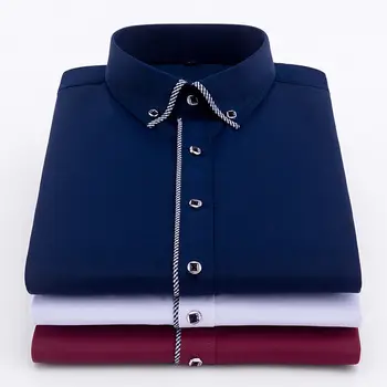 Мъжки ризи 100% памук с дълъг ръкав, Camisas, Бизнес Обикновена Многоцветни Тънки ризи