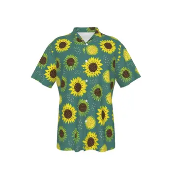 Мъжки хавайски зелена риза Cool for Man, плажен принт семки, летни ежедневни блузи копчета, ризи 3D