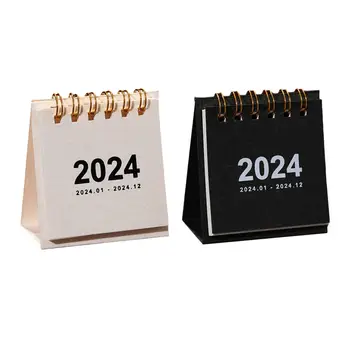 Настолен календар в 2024 година Мини-сладък Настолен календар с панти капак на 2024 година за планиране на работния плот, организиране на вашия ежедневника на домакинствата