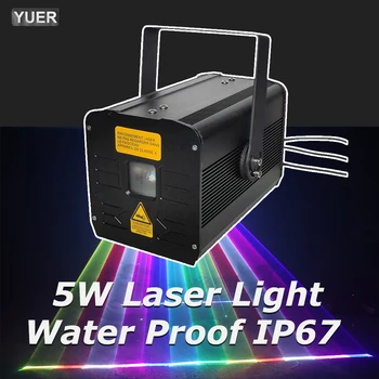 НОВ Професионален Водоустойчива IP65 5 W RGB DMX Анимационен Лъч Скенер С Лазерен Проектор DJ Диско Светлини Парк на Открито