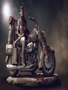 Нова разобранная 1/24 древна жена-войн с мотоциклет фигура от смола, неокрашенный модел комплект