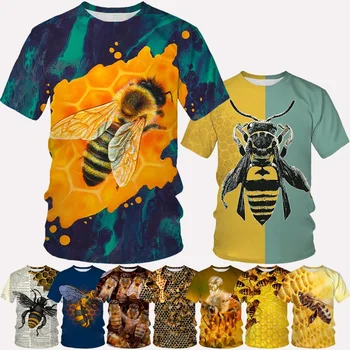 Нова тениска с 3D-принтом Bee, унисекс, Harajuku, ежедневни модна новост, тениска с изображение на медоносной пчелите