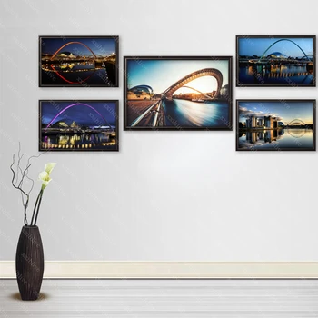 Обичай HD Известните архитектурни плакати Gateshead Millenium Bridge, Художествени плакати на шелковом платно, украса на стаята, Живопис, Домашен декор