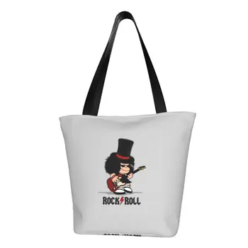 Обичай чанти за пазаруване с комиксами Mafalda Rock Guitar, холщовые чанти за пазаруване, женски здрави торбички за пазаруване с анимационни мангой Quino Мъкна