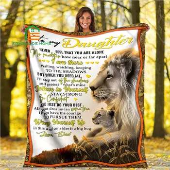 Одеяло с писмо на дъщеря, от баща на дъщеря ми в това одеяла се Намира на изследването, сърцето ми Одеяло Lion Premium 5 Размери