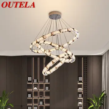 Окачен лампа OUTELA Modern Crystal led околовръстен полилей, Творчески лампа, Луксозен Кръгъл декор за хола, лампа за вила