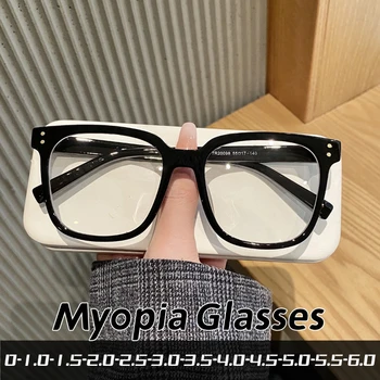 Очила за късогледство, в квадратни рамки, Мъжки, Женски, Анти-сини, големи слънчеви Очила Унисекс, Луксозни очила с прозрачни диоптриями, Предписани очила от 0 до -6,0