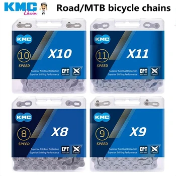 Пътна велосипедна верига KMC X10, X11 X9 X8 EPT защита на верига от ръжда 116 звена на веригата 11S МТБ верига аксесоари за велосипеди