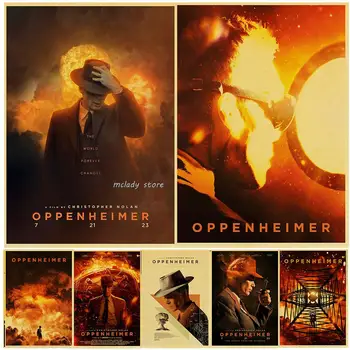 Ретро Oppenheimer 2023, Европа и Америка, нови постери на филми за всекидневната, Крафт-картини, плакати за домашен интериор на стените, подарък