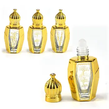 Ретро контейнер за етерични масла, мини-празни стъклени флакони за парфюми, ароматерапия, прозрачен златен флакон, на роли