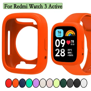 Силиконов калъф за Redmi Watch 3 Active Watch Защитен корпус Каишка за часовник и капак, Цветни аксесоари за часовници