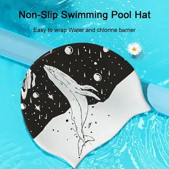 Силиконова шапка за плуване, за Защита на ушите, Ежедневни шапка за плуване с къдрава къса коса, средно дълга и гъста коса