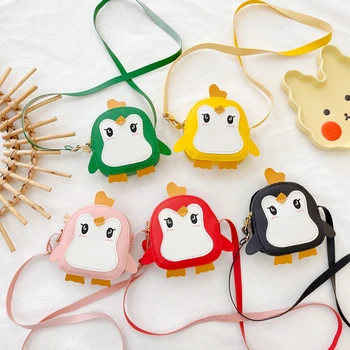 Сладки мини-чанти за малки момичета, аксесоари, чанта с анимационни пингвин, детска чанта-месинджър за момчета, сладко чанта през рамо